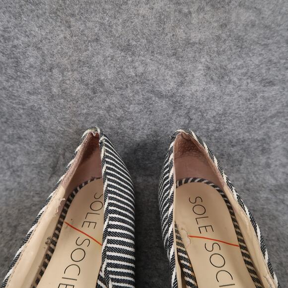 Sole Society Shoes Womens 6.5 Flats Pointed Toe Embellished Stripes Slip On - Picture 3 of 13